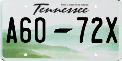 TN license plate A6072X