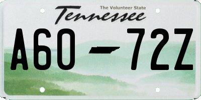 TN license plate A6072Z