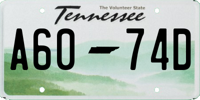 TN license plate A6074D