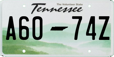 TN license plate A6074Z