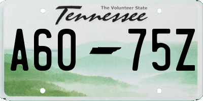 TN license plate A6075Z