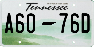 TN license plate A6076D