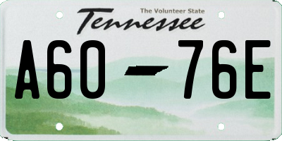 TN license plate A6076E