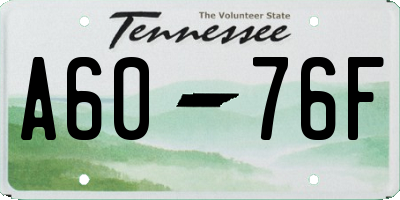 TN license plate A6076F