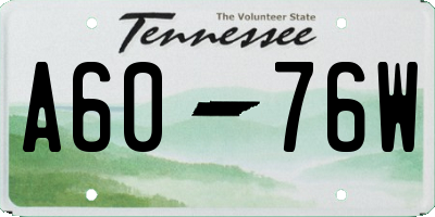 TN license plate A6076W