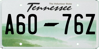 TN license plate A6076Z