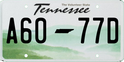 TN license plate A6077D