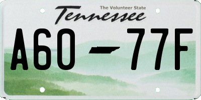 TN license plate A6077F