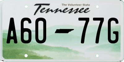 TN license plate A6077G