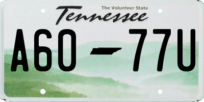TN license plate A6077U