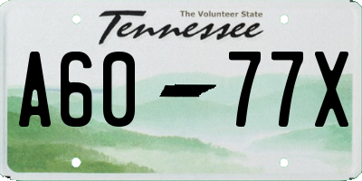 TN license plate A6077X
