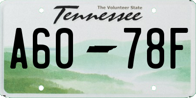TN license plate A6078F