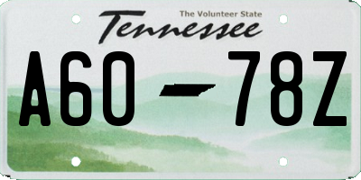 TN license plate A6078Z