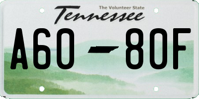 TN license plate A6080F