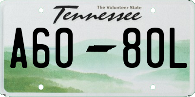 TN license plate A6080L