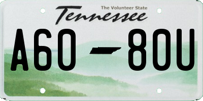 TN license plate A6080U