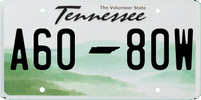 TN license plate A6080W