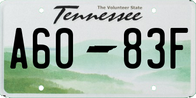 TN license plate A6083F