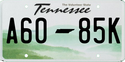 TN license plate A6085K