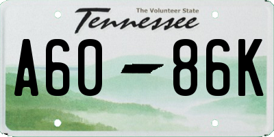 TN license plate A6086K