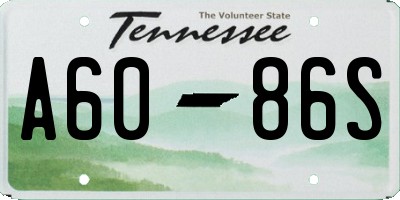 TN license plate A6086S
