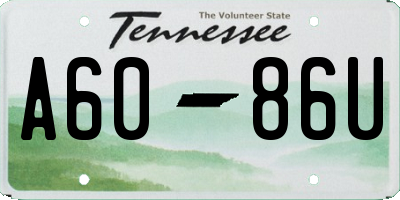 TN license plate A6086U