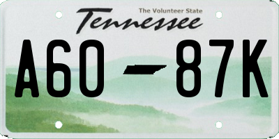 TN license plate A6087K