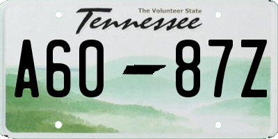 TN license plate A6087Z