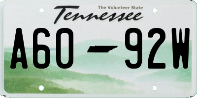 TN license plate A6092W