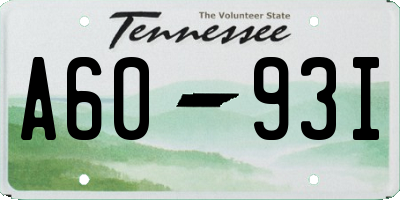 TN license plate A6093I