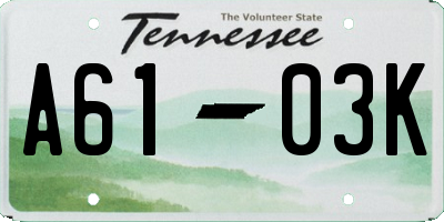 TN license plate A6103K