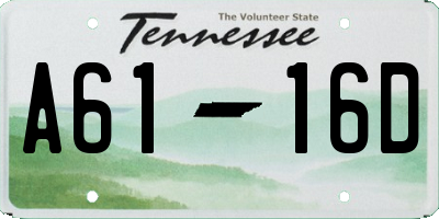 TN license plate A6116D