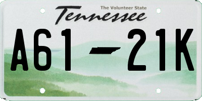 TN license plate A6121K