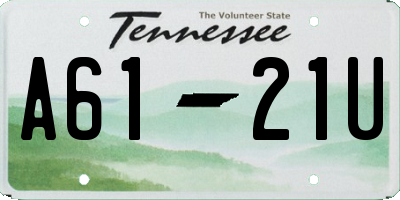 TN license plate A6121U