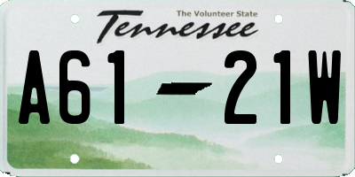 TN license plate A6121W