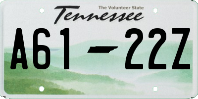 TN license plate A6122Z
