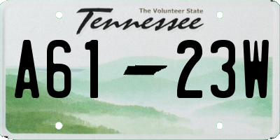 TN license plate A6123W