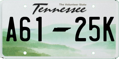 TN license plate A6125K