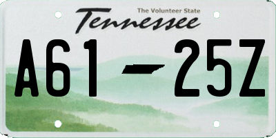 TN license plate A6125Z