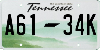 TN license plate A6134K