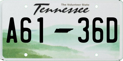TN license plate A6136D