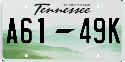 TN license plate A6149K