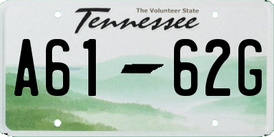 TN license plate A6162G