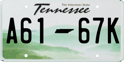TN license plate A6167K