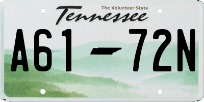 TN license plate A6172N