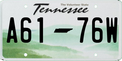 TN license plate A6176W
