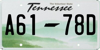 TN license plate A6178D