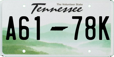 TN license plate A6178K