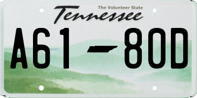 TN license plate A6180D