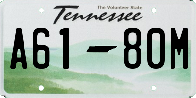 TN license plate A6180M